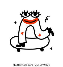 Vector valentine logo design template and graphic element for advertising, branding, posters and banners. Funny cartoon illustration with smiling character and mascot of a lips icon with heart