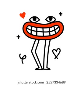 Vector valentine logo doodle design template and graphic element for advertising, branding, posters and banners. Funny cartoon illustration with smiling character and mascot