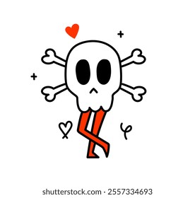 Vector valentine logo doodle design template and graphic element for advertising, branding, posters and banners. Funny cartoon illustration with smiling character and mascot