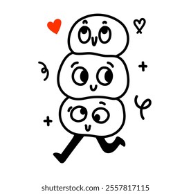 Vector valentine logo doodle design template and graphic element for advertising, branding, posters and banners. Funny cartoon illustration with smiling character, logo or mascot