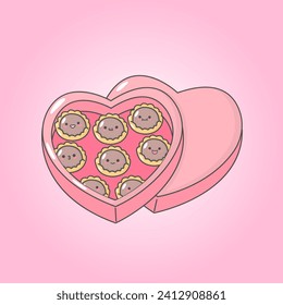 Vector Valentine Love Chocolate con expresiones faciales lindas y color pastel