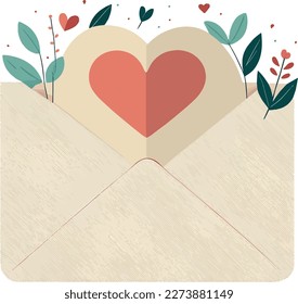 Vector of Valentine Love letter illustration on white background