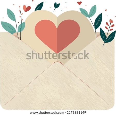 Vector of Valentine Love letter illustration on white background