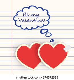 Vector valentine love message on paper background illustration
