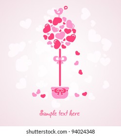 Vector valentine love tree