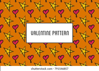 Vector valentine pattern. Design of hand drawn elements for St. 