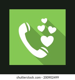 Vector valentine phone flat icon