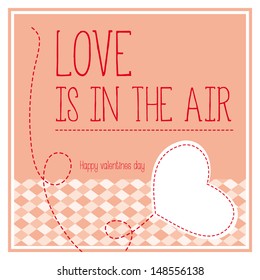 Vector Valentine pink card with balloon