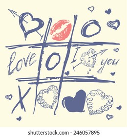 Vector Valentine set with hearts. Love Hand Drawn elements. sketch style