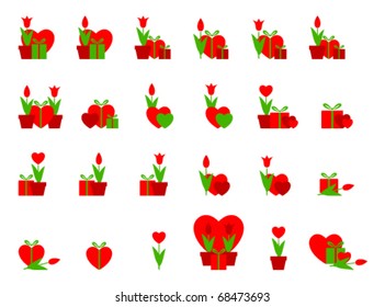 vector valentine symbols collection on white background