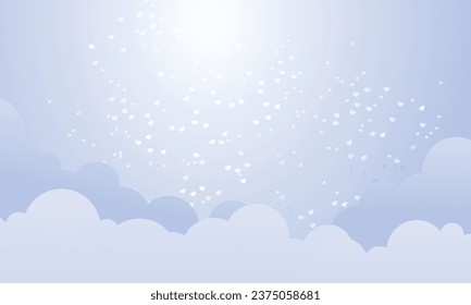 Vector valentine theme with hearts in blue sky background.