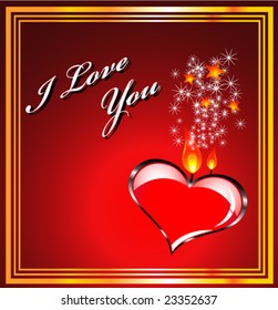 VECTOR Valentines Background with glossy red heart