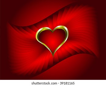 Un fondo vectorial valentina con corazones dorados sobre un fondo rojo profundo con espacio para texto