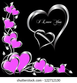 A vector valentines background  a large central hearts on a mauve background