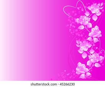 Vector valentine's background with roses and heart shapes.