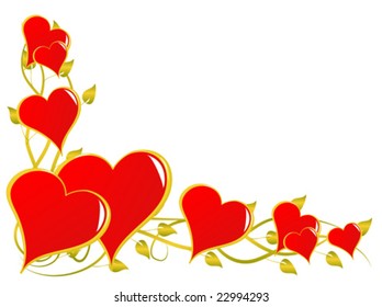 Vektorvalentinhintergrund mit einer Reihe von Herzen einzeln auf Weiß mit Platz für Text