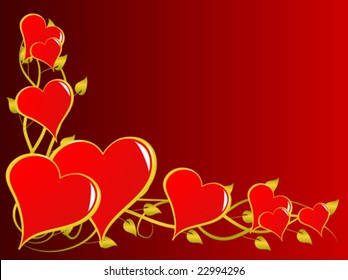 A vector valentines background with a series of hearts on a red graduated backdrop with room for text