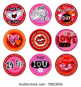 Vector  Valentine's  badges or drink coasters.