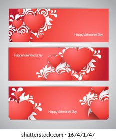vector valentines banner set