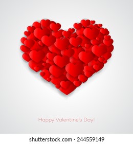 Vector Valentines Card with big red paper heart