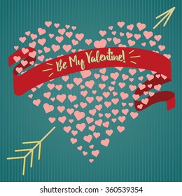 Vector Valentine's card with heart and arrow