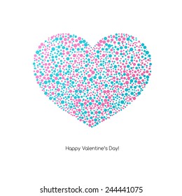 Vector Valentines Card with heart. Dotted pattern