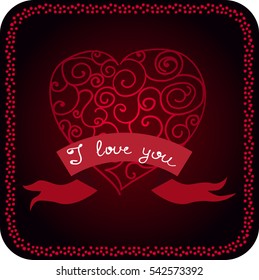 Vector Valentine's card with heart shape.
