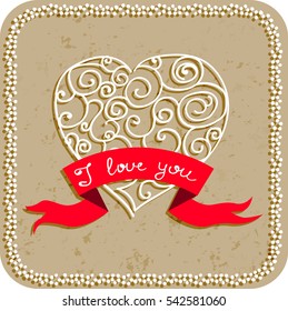 Vector Valentine's card with heart shape.