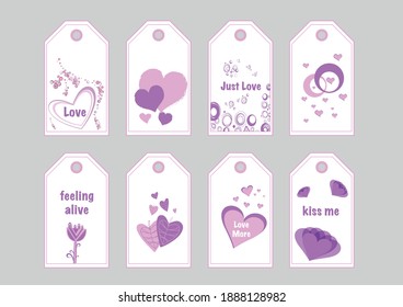 Vector Valentine's cards templates. February 14 gift tags, labels or posters collection