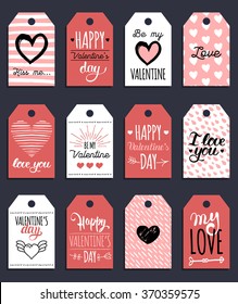 Vector Valentine's cards templates. Hand drawn 8th of March gift tags. Romantic labels or posters. Vintage love background.