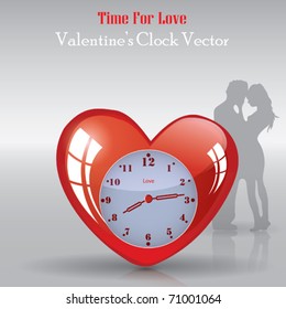 Vector Valentine's Clock with People