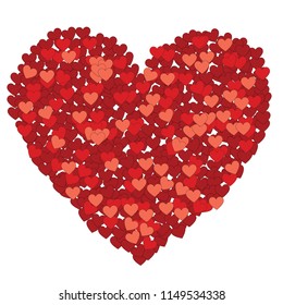 Vector valentines composition of the hearts in heart shape