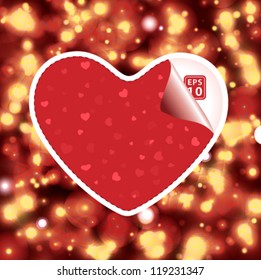 Vector Valentines day abstract background with bokeh lights and stars.