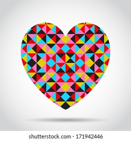 Vector Valentine's day abstract background with geometric patterned heart