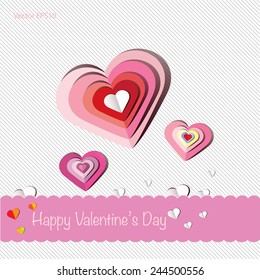 Vector, Valentine's day abstract background with cut paper heart. 