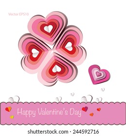 Vector, Valentine's day abstract background with cut paper heart. 