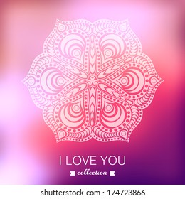 Vector Valentine's Day background. Blurred template, holiday. Invitation card in a tribal style. Pink stylish backdrop for you text. Greeting card,wedding invitation.