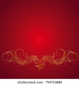 Vector Valentine's Day background. Golden card on red background for card and posters
