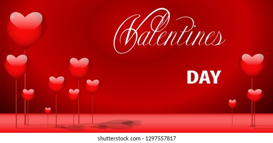 Vector Valentines Day background with heart shaped flowers