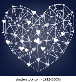 Vector of Valentines day background with heart in futuristic style.Connection,internet 
