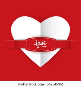 vector valentines day vector background with heart. square red greeting card design template for love message