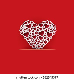 vector valentines day vector background with heart. square red greeting card design template for love message