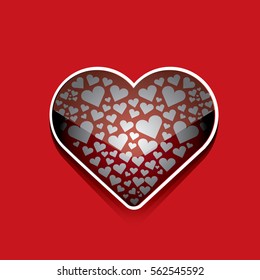 vector valentines day vector background with heart. square red greeting card design template for love message