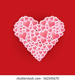 vector valentines day vector background with heart. square red greeting card design template for love message