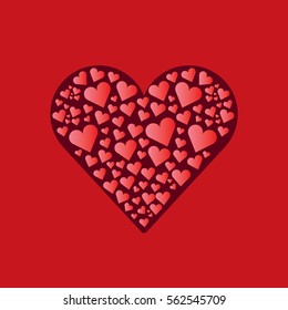 vector valentines day vector background with heart. square red greeting card design template for love message