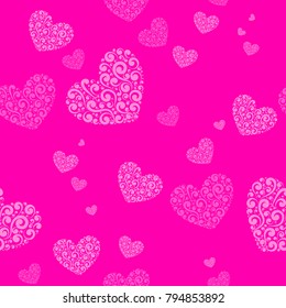 Vector Valentine's day background with hearts for wrapping paper