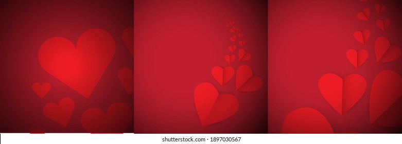 vector valentines day background set or collection with hearts.