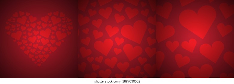 vector valentines day background set or collection with hearts.