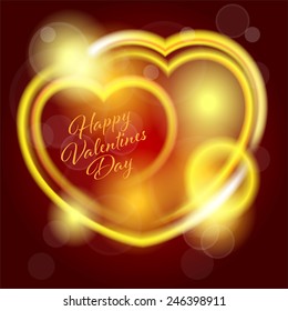 Vector Valentines Day background with shiny hearts