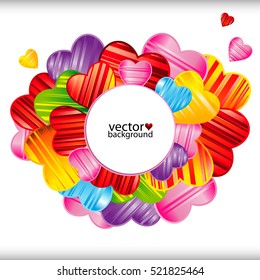 Vector Valentine's day background with striped pattern hearts , design illustration.